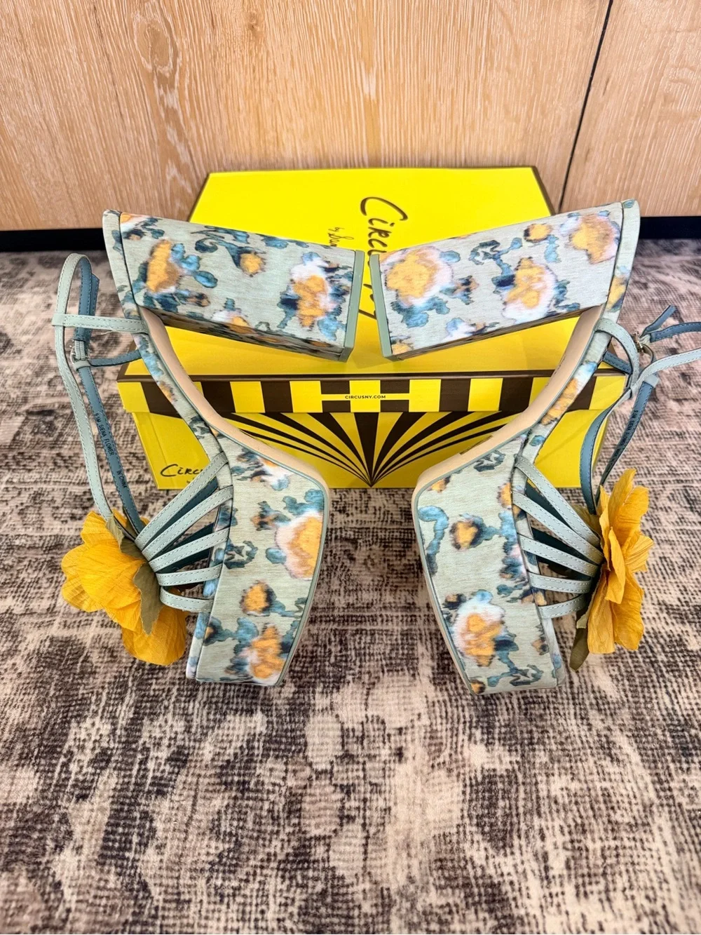 Sienna Flower Circus by Sam Edelman Cool Mint, Yellow Floral Platform Sandals